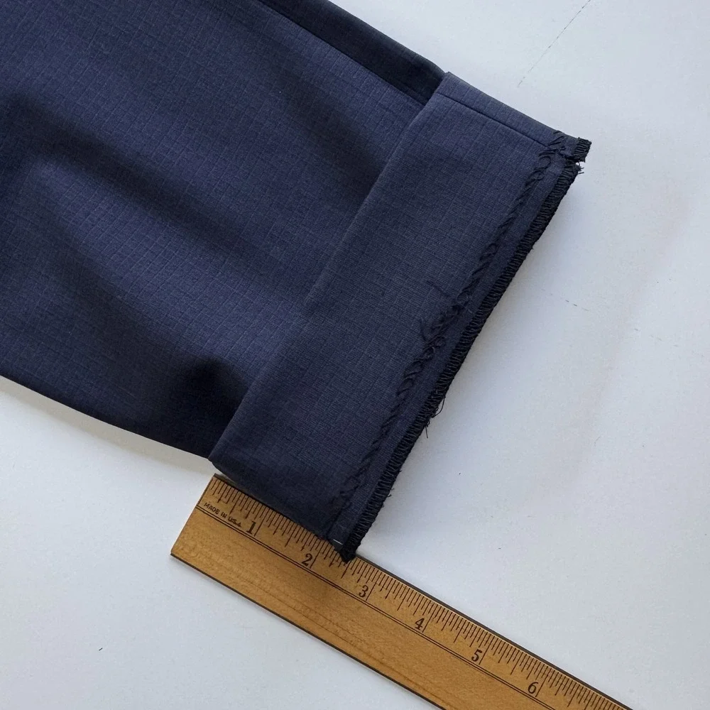 THEORY Marlo U Trevino‎ Wool Dress Pants Mens 28x24.5 Blue Cropped Flat Front